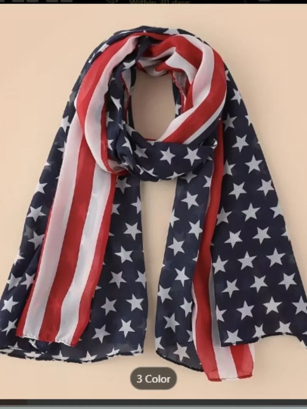 NWOT American Flag Stars & Stripes Sheer Lightweight Scarf Patriotic